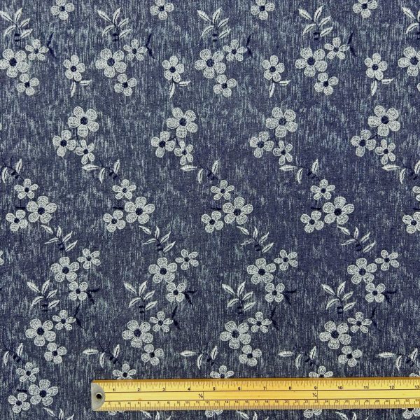 Elegant Blossom Chambray Denim Fabric - Image 2