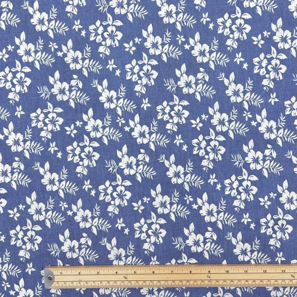 Spring Flowers Chambray Denim Fabric - Image 2