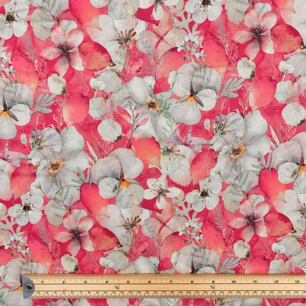 Rosy Meadow Cotton Lawn Fabric - Image 2