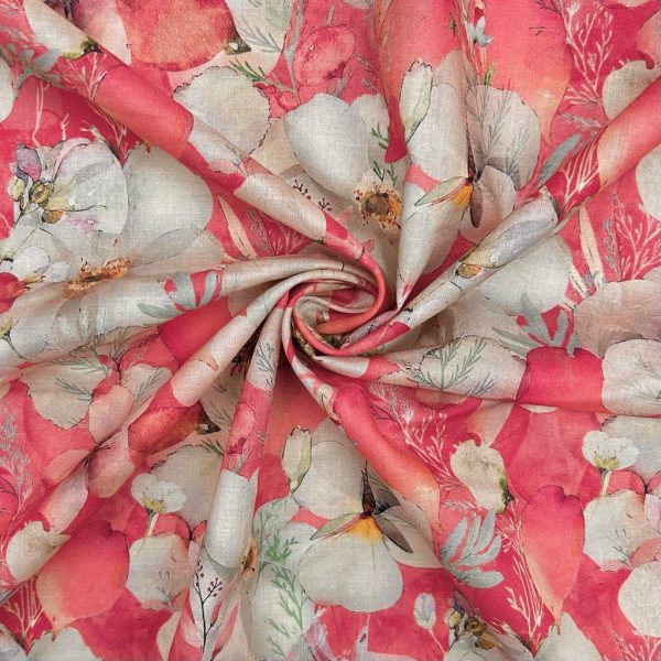 Rosy Meadow Cotton Lawn Fabric - Image 3