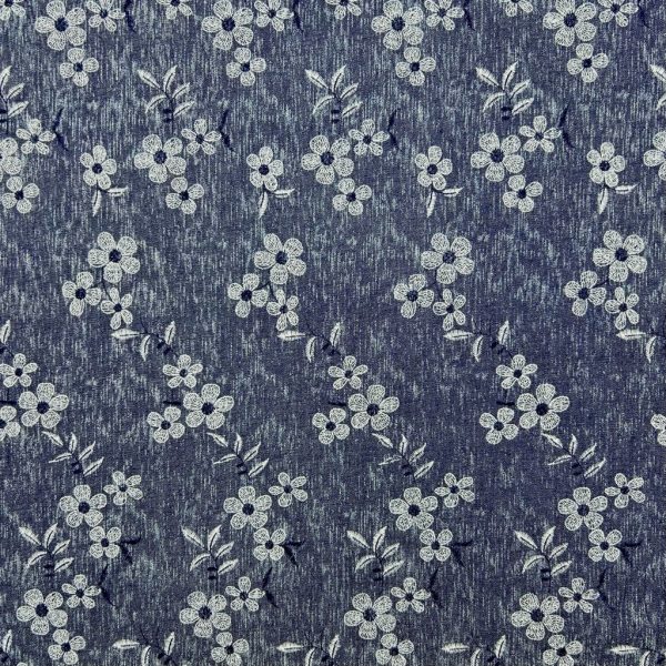 Elegant Blossom Chambray Denim Fabric - Image 3
