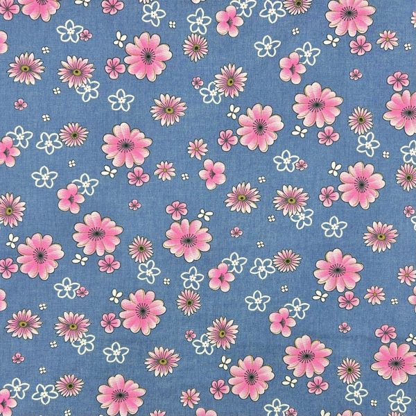 Flower Dreams Chambray Denim Fabric - Image 5