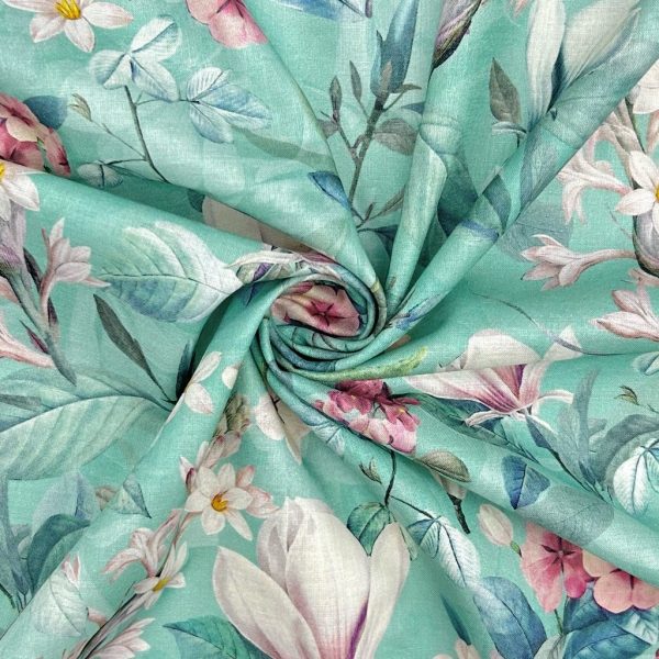 Serene Bloom Cotton Lawn Fabric - Image 4