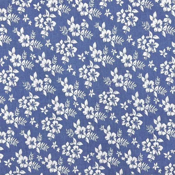 Spring Flowers Chambray Denim Fabric