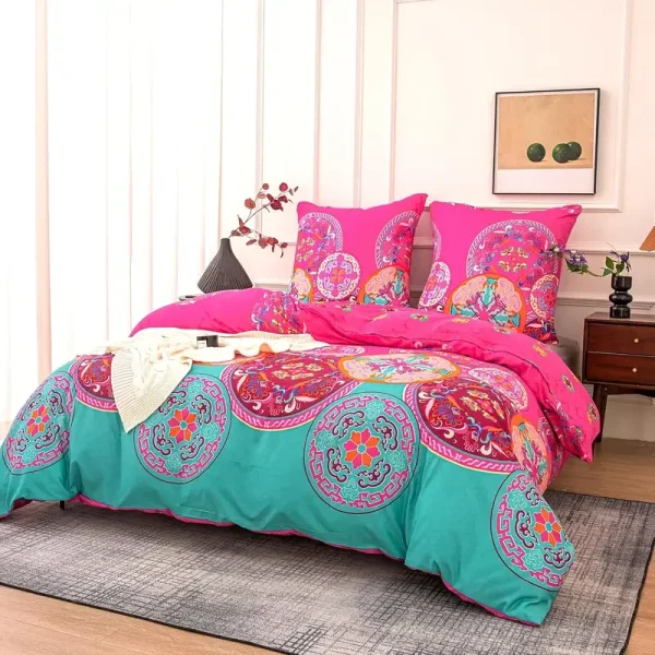 3 Pieces Boho Chic Comforter Set, Soft Luxury Bedding Comforter For All Season, Floral Fantasy Breathable Fluffy Bed Sets