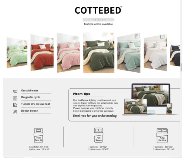 Soft Reversible Washable Bedding Comforter Sets ,Luxury Fluffy Microfiber Skin-friendly Comforter for All Season - Image 6